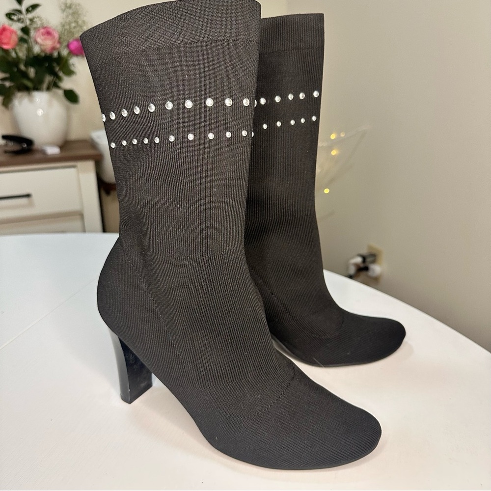 Circus by Sam Edelman Black Heeled Boots with Stud Accents